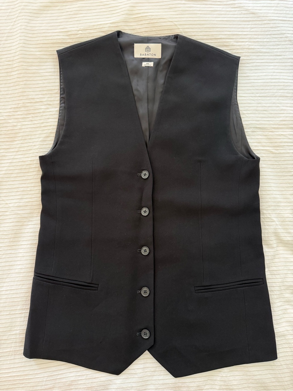 Babaton Black Oversized Minimalist V-Neck Vest